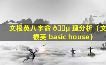 文根英八字命 🌵 理分析（文根英 basic house）